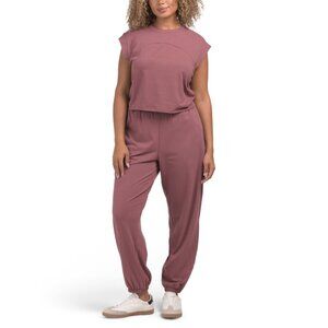 HARMONY & BALANCE mauve 2pc Super Soft Jersey Top And Joggers Set